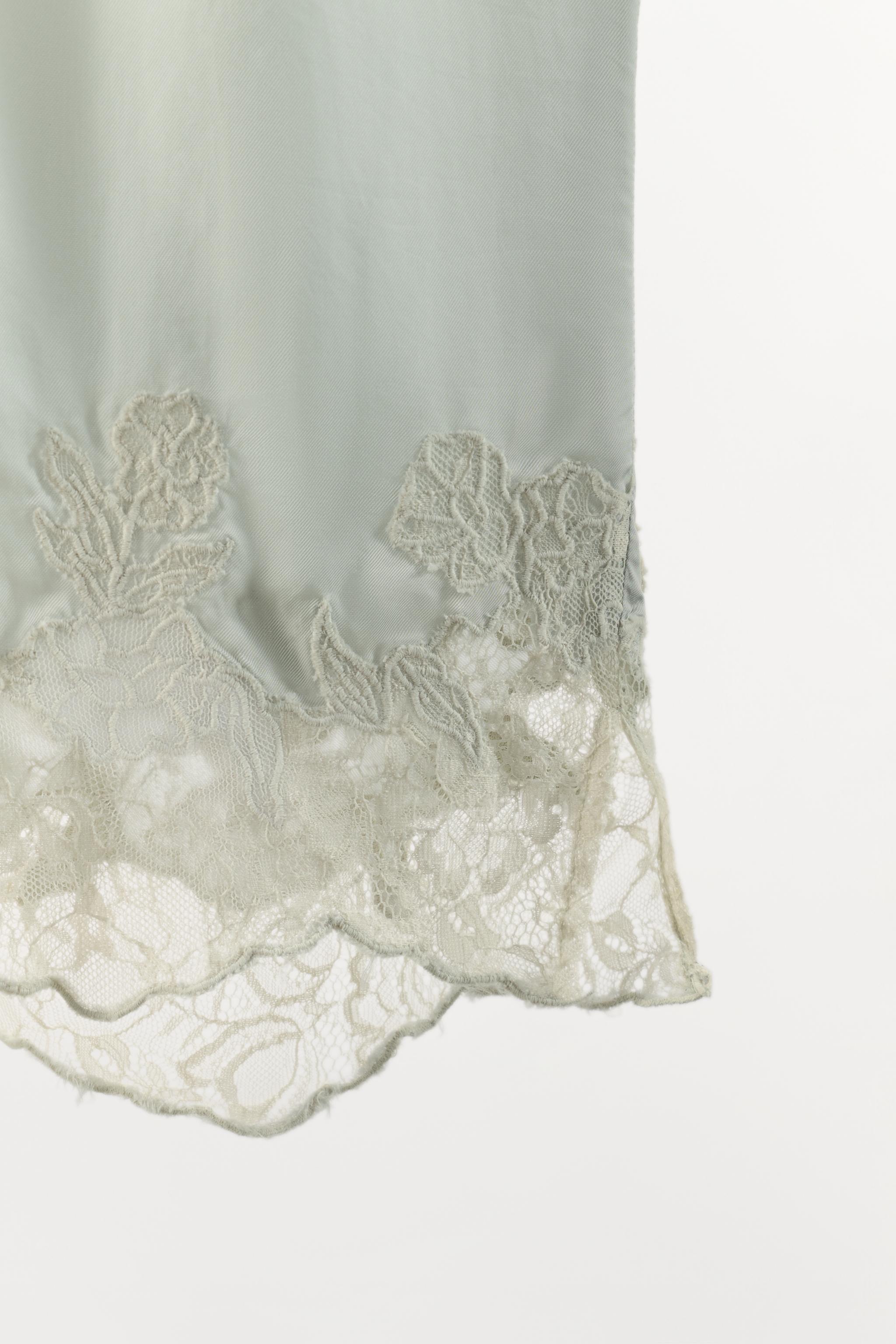 SATIN EFFECT LACE EMBROIDERED PANTS